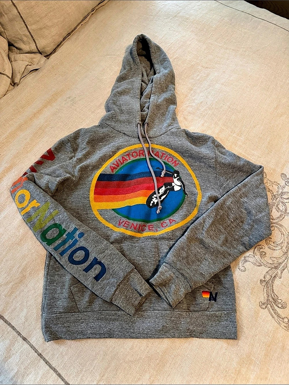Aviator Nation Venice CA Hoodie Graphic Gray XS